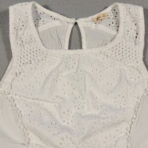 Hollister White Eyelet Tank Top Sleeveless Shirt Flowy Festival Boho Size XS‎